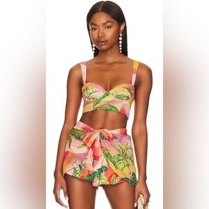 Agua Bendita Revolve Women’s Mini Skirt Roxanne Shorts Palm Tropical XS